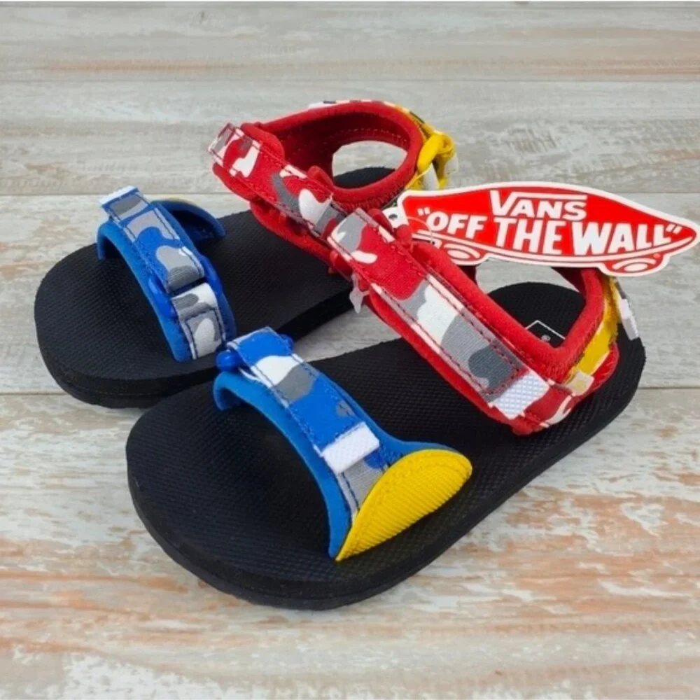 Vans Shoes Toddler 3K New Tri-Lock Primary Camo Sandals VNOA54FJ9GB1 112025 - Picture 1 of 11
